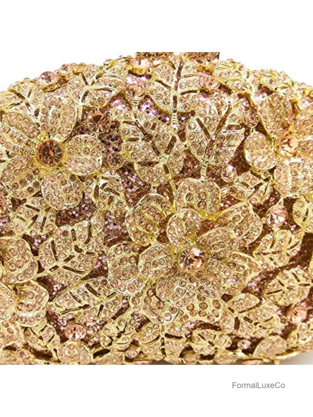 Crystal Minaudière Clutch with Detachable Chain Straps, Rhinestone Evening Bag